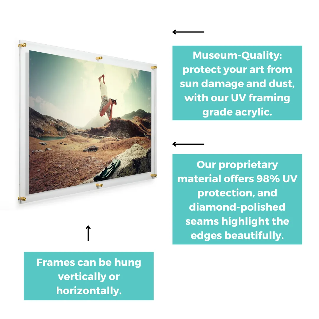 24x36" Photo Floating Acrylic Clear Picture Frame (Frame Size 28x40")