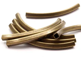 5 Square Oval Antique Brass Tubes (75x5x5mm) BRC 296