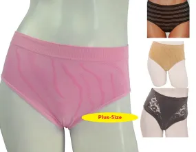 BONUS Plus-Size Women's Beautiful Assorted Briefs - Seamless, Microfiber, Lace   2 FREE BONUS BRIEFS