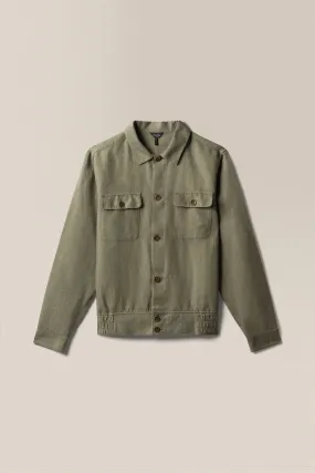 Button-Front Collar Jacket | Linen Blend