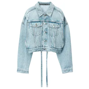 Cinch Hem Trucker Jacket In Denim