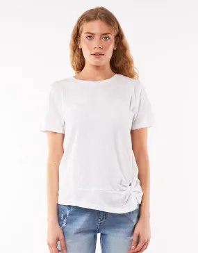 Foxwood Knot Front Crop Tee White