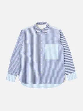 Universal Works Square Pocket Shirt in Blue Classic Stripes